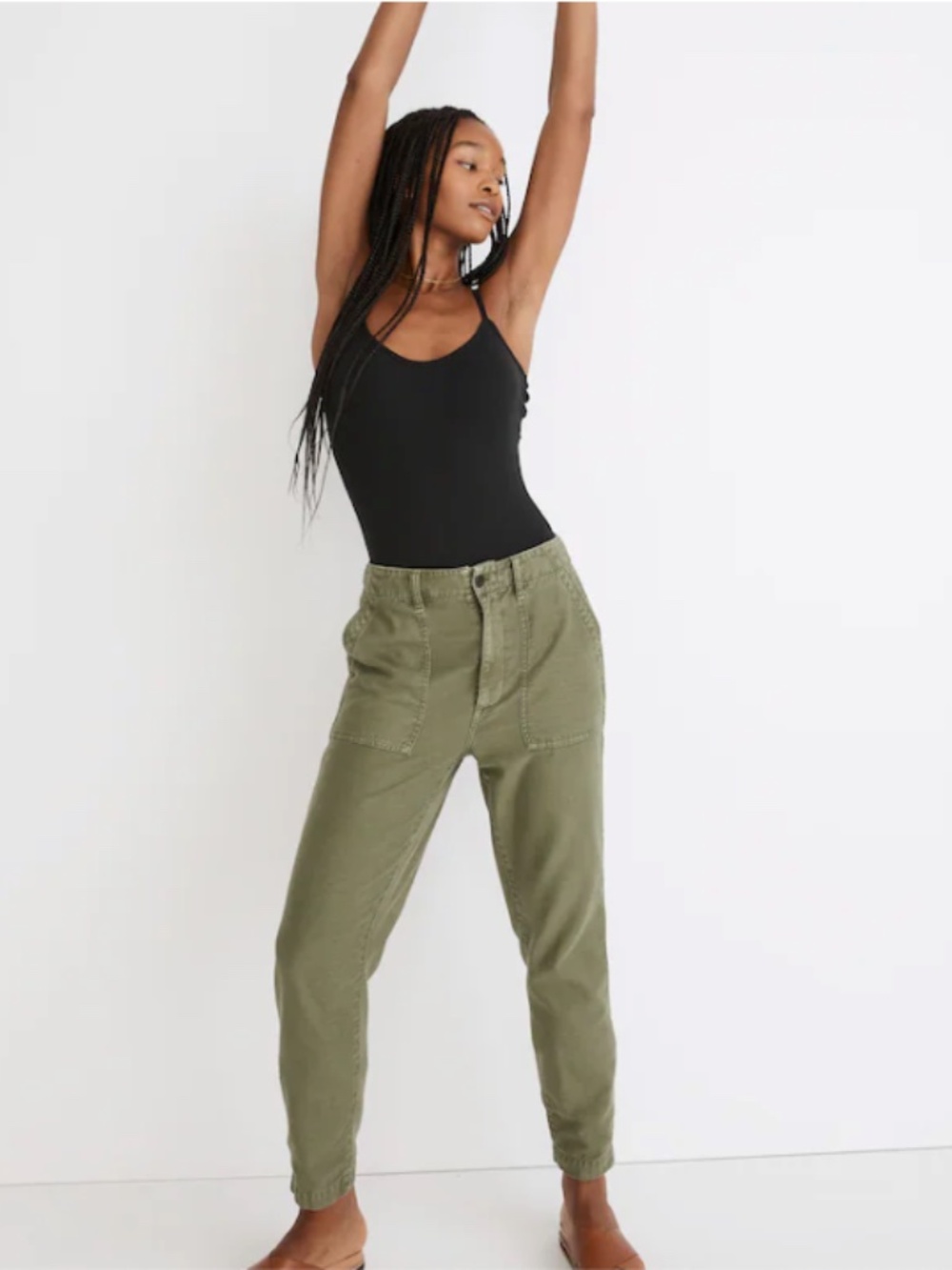 Madewell Women's Curvy Griff Tapered Fatigue Pants - Dried Barley - Size 24